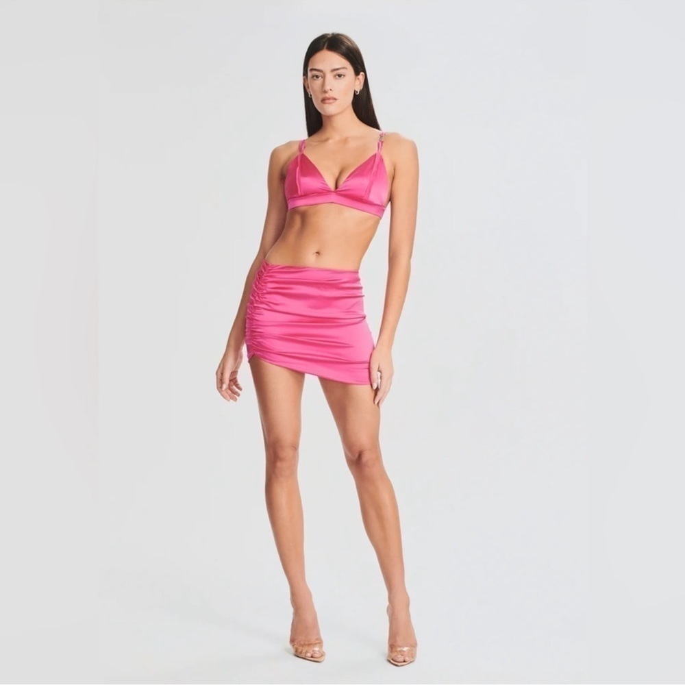 NWT SER.O.YA SAPO Silk Mini Skirt Fuschia Pink Sz Medium - Picture 9 of 10